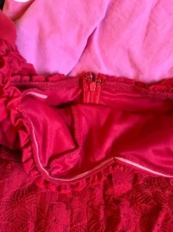 Red frilly top