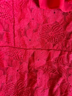 Red frilly top