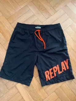 Replay szorty kąpielowe męskie L czarne duże logo stan idealny