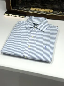 RLS-1670X koszula Ralph Lauren w stylu old money, białe paski, 100% cotton, biurowa, elegancka