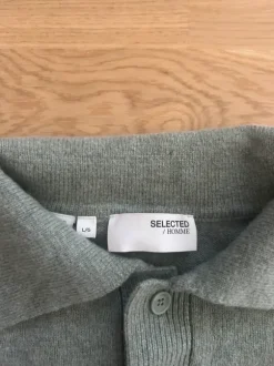 Selected men polo merino wool