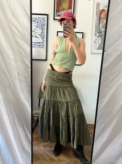 Spódnica maxi z falbankami Vintage y2k witchy fairycore elf hippie