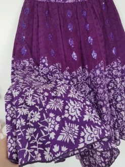 Spódnica midi vintage fioletowa hippie boho rozkloszowana wzorzysta bawełniana cotton falbaniasta