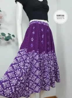 Spódnica midi vintage fioletowa hippie boho rozkloszowana wzorzysta bawełniana cotton falbaniasta