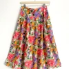 Spódnica midi vintage floral kwiaty retro wiskoza kieszenie S/M
