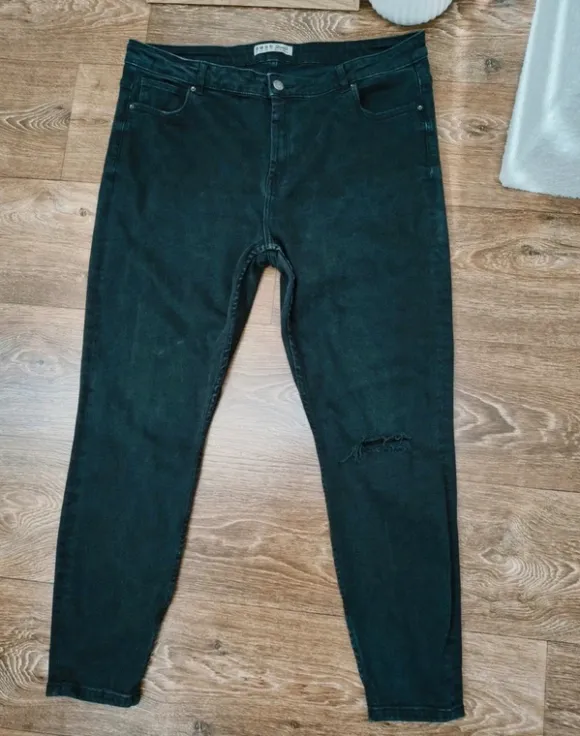 Spodnie damskie jeansowe skinny denim co elastyczne wysoki stan czarne rurki 48 4xl plus size