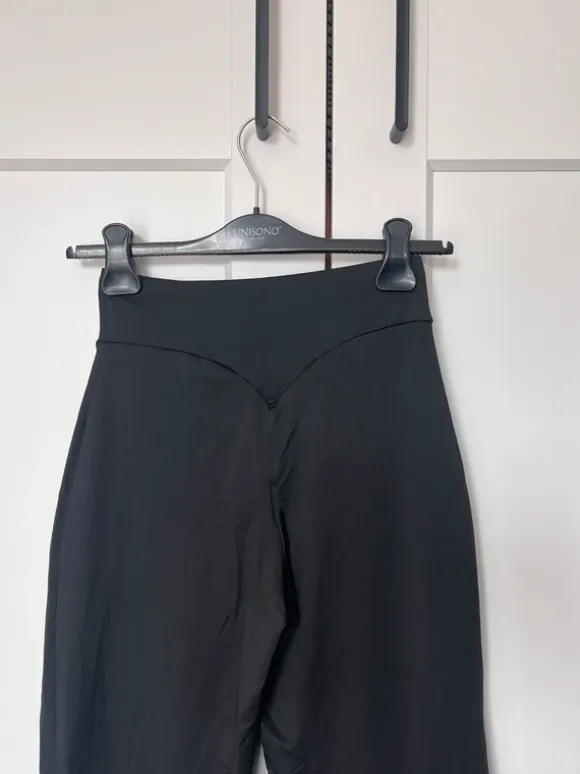 Spodnie do yogi materiałowe wide leg loose yoga pants high waist push up S