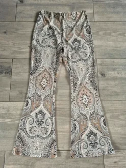 Spodnie dzwony boho wzór paisley By Swan Paris flared pants vintage vibe hippi M 38