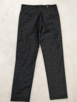 Spodnie eleganckie Sergio Premium W30 – slim, krata, ciemnoszare