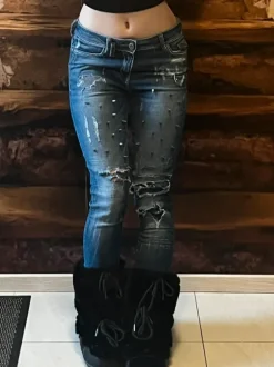 Spodnie jeansowe z kolcami