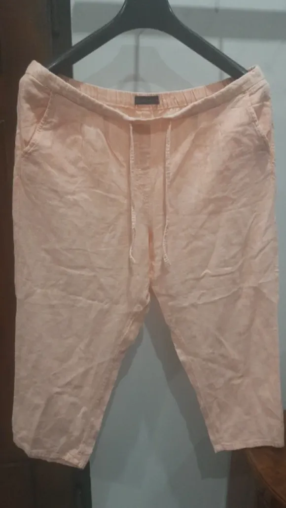 Spodnie materiałowe rybaczki Marks&Spencer, rozm 44,len,gumka, koralowe