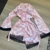 Striped robe pink