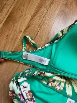 Strój kąpielowy M&S M/L dwuczęściowy zielony w kwiaty piękny