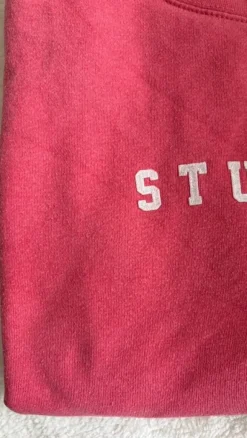 Stüssy Pink Stock Logo Hoodie | Haftowane Logo | Boxy Fit | Rozmiar M