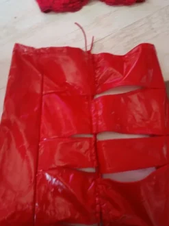 Sukienka mini seksi lateks czerwona S , biustonosz bardotks S