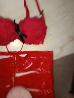 Sukienka mini seksi lateks czerwona S , biustonosz bardotks S