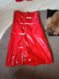 Sukienka mini seksi lateks czerwona S , biustonosz bardotks S