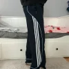Szerokie spodnie ortalion adidas 3paski alternative vintage