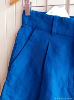 Szorty lniane H&M 38 kobaltowe nowe z metką len wiskoza