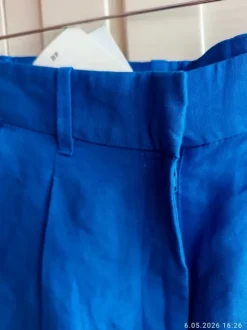 Szorty lniane H&M 38 kobaltowe nowe z metką len wiskoza