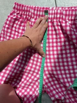 Trendy szerokie spodnie kolorowe z falbanką m w kratkę Vichy viralowe