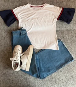 T-shirt falbany rękawy oversize M/S basic premium