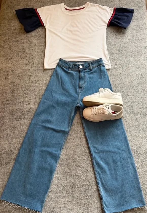 T-shirt falbany rękawy oversize M/S basic premium
