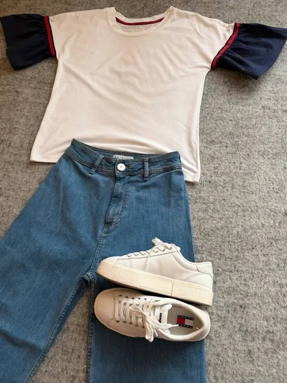 T-shirt falbany rękawy oversize M/S basic premium