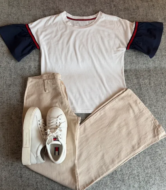 T-shirt falbany rękawy oversize M/S basic premium