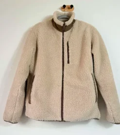 Uniqlo wiosenna / jesienna Kurtka Polarowa Teddy Sherpa Beżowa Kremowa Ciepła S M