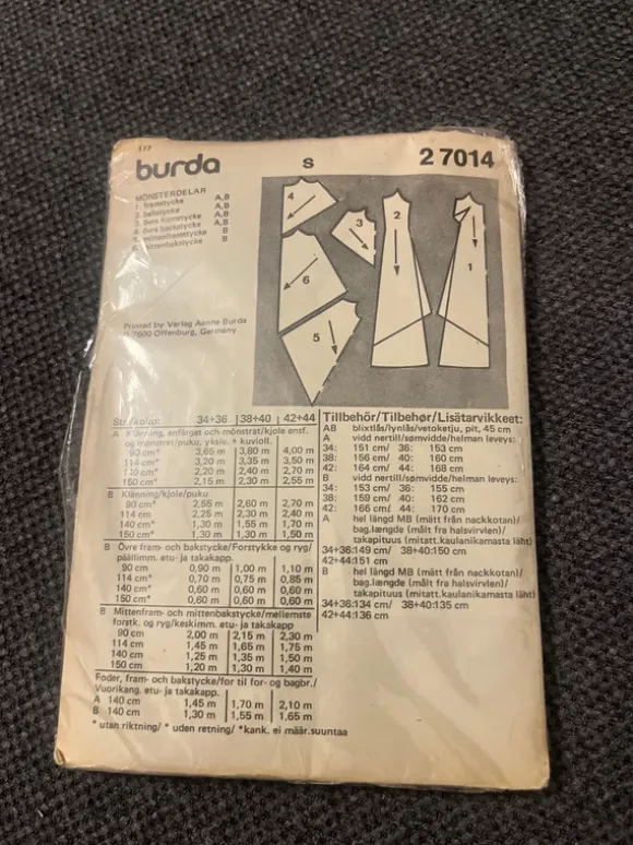 Vintage burda sewing pattern