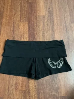 Vintage czarne szorty krótkie spodenki wywijane foldover y2k M/L fold over Shorts