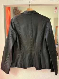 Vintage leather jacket with stitchings