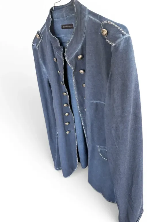 Vintage 90s Military-Inspired Denim Blue Jersey Jacket