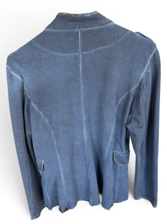 Vintage 90s Military-Inspired Denim Blue Jersey Jacket