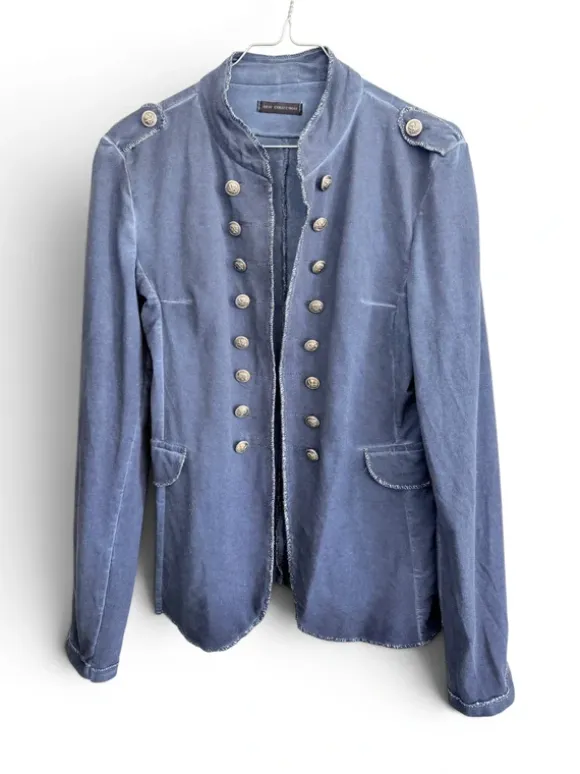 Vintage 90s Military-Inspired Denim Blue Jersey Jacket