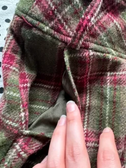 Wool check midi skirt