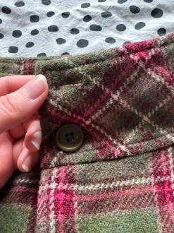 Wool check midi skirt
