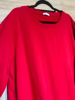 Włoska ekstra długa czerwona bluza tunika z kieszeniami Italy moda oversize 54 56 bawełna 95%