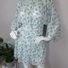Zwiewna kwiatowa sukienka kimono drapowana marszczona szerokie rękaw tiul
